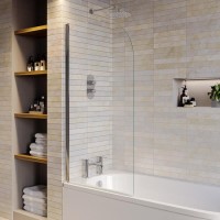 Chrome Pivot Shower Bath Screen 1450 x 775mm - Taurus