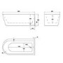 Freestanding Shower Bath Single Ended Right Hand Corner with Black Bath Screen 1650 x 800mm - Amaro