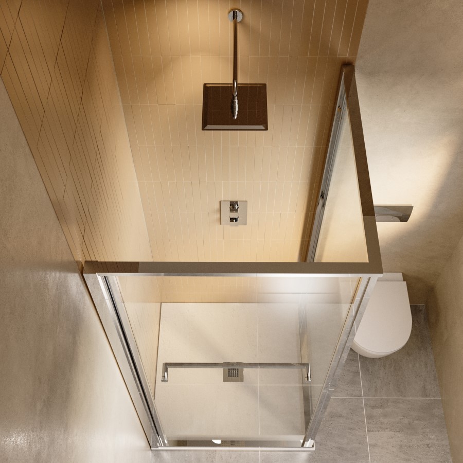 800x800mm Chrome In- Fold Sliding Shower Enclosure 6mm Glass with Shower Tray - Apollo