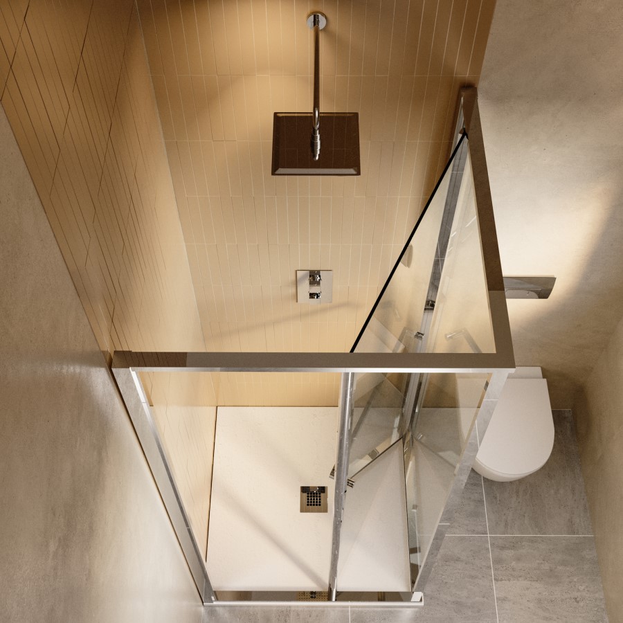 800x800mm Chrome In- Fold Sliding Shower Enclosure 6mm Glass with Shower Tray - Apollo