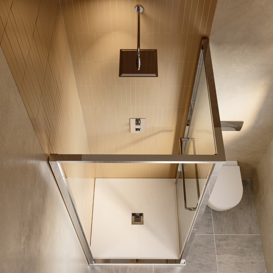 800x800mm Chrome In- Fold Sliding Shower Enclosure 6mm Glass with Shower Tray - Apollo