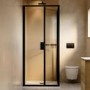 800x800mm Black In-Fold Sliding Shower Enclosure 6mm Glass and Low Profile Shower Tray - Apollo