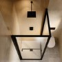 800x800mm Black In-Fold Sliding Shower Enclosure 6mm Glass and Low Profile Shower Tray - Apollo