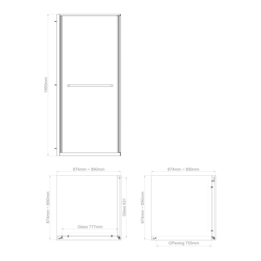 900x900mm Black In-Fold Sliding Shower Enclosure 6mm Glass and Shower Tray - Apollo
