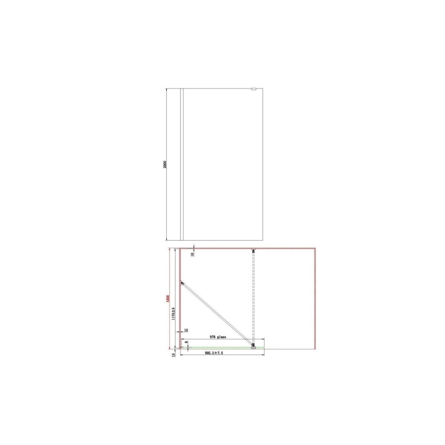 1400x900mm Frameless Wet Room Shower Screen Enclosure with Hinged Flipper Return Panel and Shower Tray - Corvus
