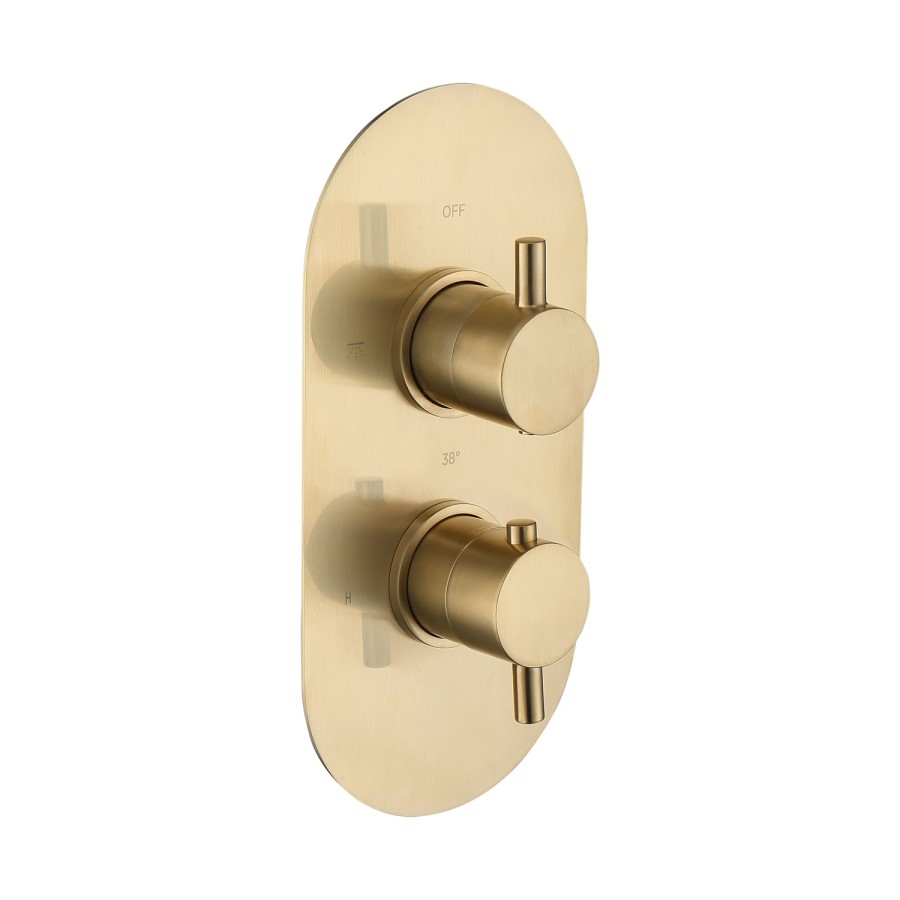 ONLY OPENED - Brushed Brass Single Outlet Thermostatic Mixer Shower Set with Hand Shower - Arissa
