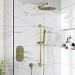 Brushed Brass 2 Outlet Wall Mounted Thermostatic Mixer Shower Set with Slide Rail Kit & Hand Shower - Arissa
