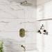 Brushed Brass 2 Outlet Wall Mounted Thermostatic Mixer Shower Set with Bath Filler Spout - Arissa