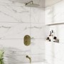 Brushed Brass 2 Outlet Wall Mounted Thermostatic Mixer Shower Set with Bath Filler Spout - Arissa