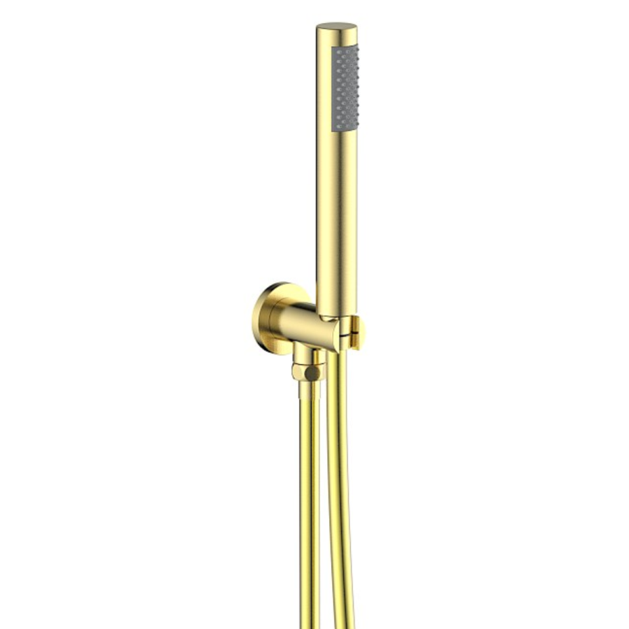 Brushed Brass 2 Outlet Wall Mounted Thermostatic Mixer Shower Set With Hand Shower - Arissa