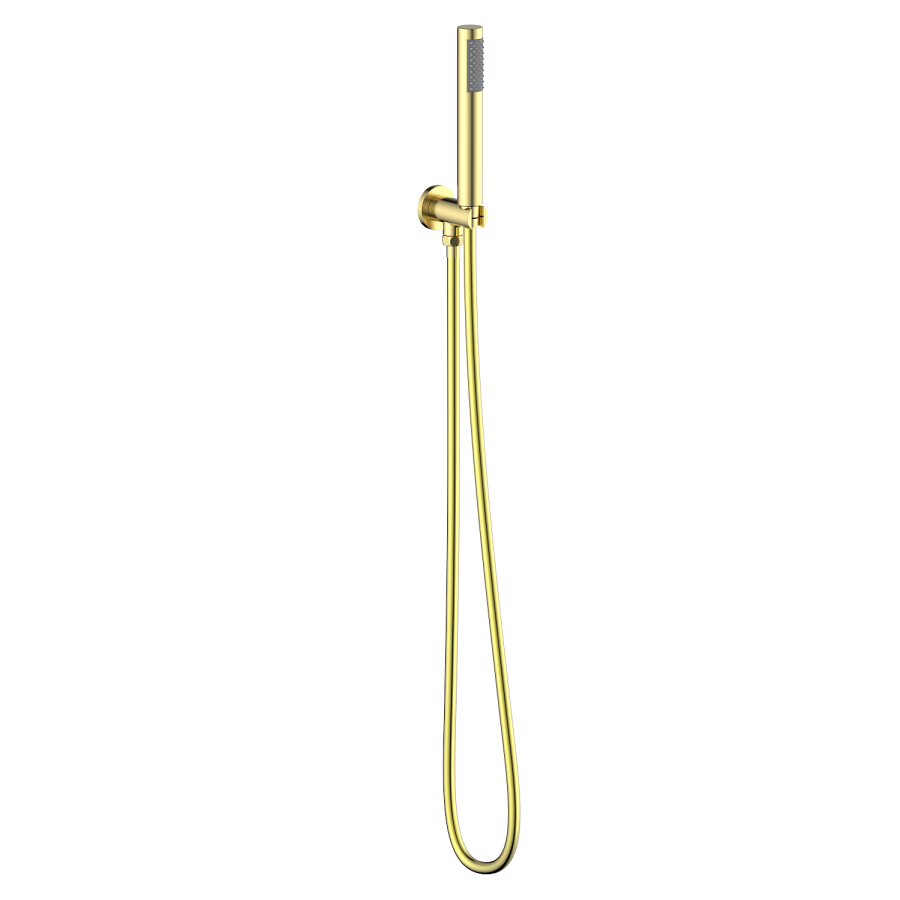 Brushed Brass Triple Outlet Wall Mounted Thermostatic Mixer Shower Set With Hand Shower and Bath Filler Spout - Arissa