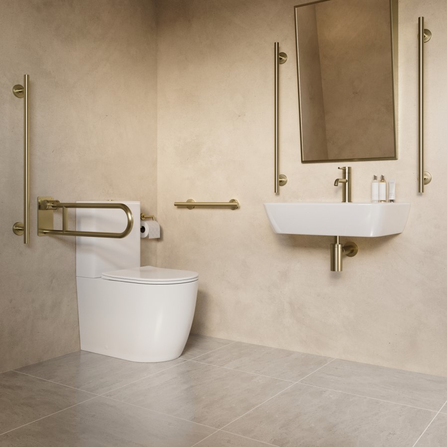 Brass Bathroom Grab Rails Set of 6 - Arissa
