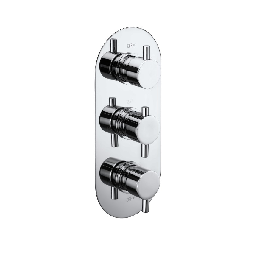 Chrome 3 Outlet Wall Mounted Thermostatic Mixer Shower Set With Hand Shower and Waterfall Bath Filler Spout - Arissa