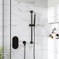 Black 1 Outlet Thermostatic Mixer Shower Set with Pencil Hand Shower & Slide Rail Kit- Arissa