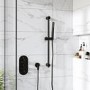 Black 1 Outlet Thermostatic Mixer Shower Set with Pencil Hand Shower & Slide Rail Kit- Arissa