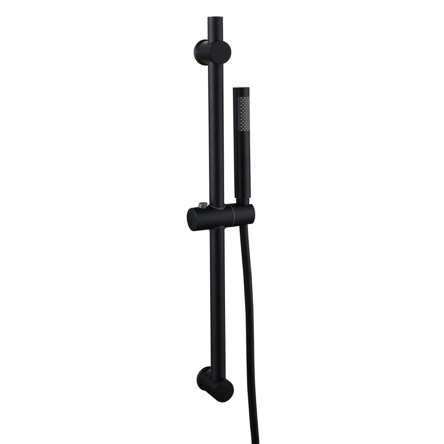 Black 1 Outlet Thermostatic Mixer Shower Set with Pencil Hand Shower & Slide Rail Kit- Arissa