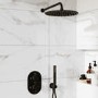 Black 2 Outlet Wall Mounted Thermostatic Mixer Shower Set with Hand Shower & Wall Bracket - Arissa