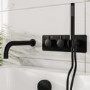 Black 2 Outlet Thermostatic Mixer Shower Set with Bath Filler Spout and Integrated Hand Shower - Arissa