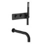 Black 2 Outlet Thermostatic Mixer Shower Set with Bath Filler Spout and Integrated Hand Shower - Arissa