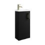 400mm Black Freestanding Cloakroom Vanity Unit with Basin and Brass Handle - Ashford