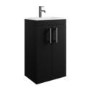 500mm Black Freestanding Cloakroom Vanity Unit with Basin and Chrome Handles - Ashford