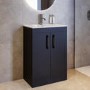 600mm Black Freestanding Vanity Unit with Basin and Chrome Handles - Ashford