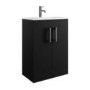 600mm Black Freestanding Vanity Unit with Basin and Chrome Handles - Ashford