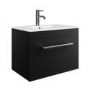 600mm Black Wall Hung Vanity Unit with Basin and Chrome Handle - Ashford