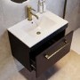600mm Black Wall Hung Vanity Unit with Basin and Brass Handle - Ashford
