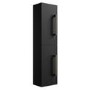 Double Door Black Wall Mounted Tall Bathroom Cabinet with Brass Handles 350 x 1400mm - Ashford