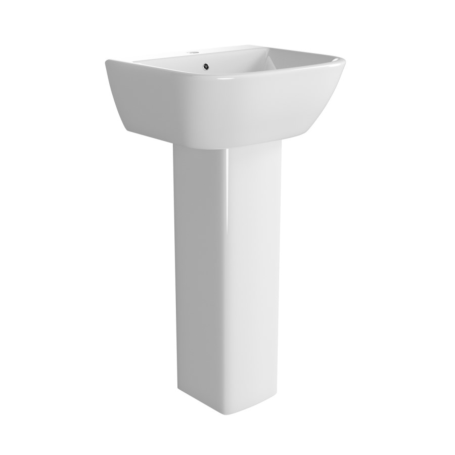 450mm Full Pedestal Cloakroom Basin with 1 Tap Hole - Atlanta