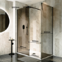 1400x800mm Black Smoked/Frosted Glass Shower Enclosure for Wet Room & Walk In Shower - Atlas