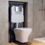 Wall Hung Rimless Toilet with Soft Close Seat, Chrome Mechanical Flush Plate, 1160mm Frame & Cistern - Austin