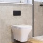 Wall Hung Rimless Toilet with Soft Close Seat, Matt Black Pneumatic Flush Plate, 820mm Frame & Cistern - Austin
