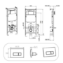 Wall Hung Rimless Toilet with Soft Close Seat, White Glass Pneumatic Flush Plate, 1160mm Frame & Cistern - Austin