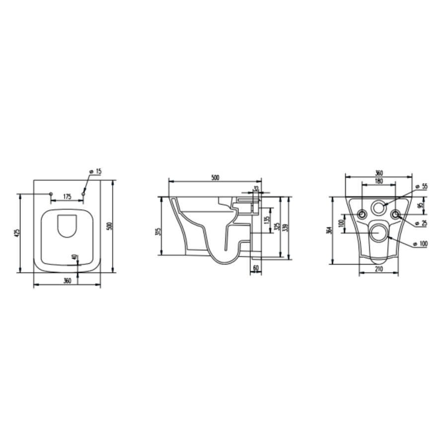 Wall Hung Rimless Toilet with Soft Close Seat, White Glass Pneumatic Flush Plate, 1160mm Frame & Cistern - Austin