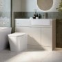 1100mm Beige Right Hand Toilet and Sink Unit with Square Toilet and Chrome Fittings - Bali