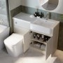 1100mm Beige Right Hand Toilet and Sink Unit with Square Toilet and Chrome Fittings - Bali
