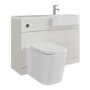 1100mm Beige Right Hand Toilet and Sink Unit with Square Toilet and Chrome Fittings - Bali