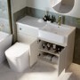 1100mm Beige Right Hand Toilet and Sink Unit with Square Toilet and Brass Fittings - Bali