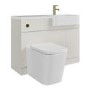 1100mm Beige Right Hand Toilet and Sink Unit with Square Toilet and Brass Fittings - Bali