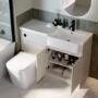 1100mm Beige Right Hand Toilet and Sink Unit with Square Toilet and Black Fittings - Bali