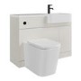 1100mm Beige Right Hand Toilet and Sink Unit with Square Toilet and Black Fittings - Bali