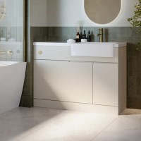 1100mm Beige Right Hand Toilet and Sink Unit with Brass Fittings - Unit & Basin Only - Bali