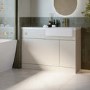 1100mm Beige Right Hand Toilet and Sink Unit with Brass Fittings - Unit & Basin Only - Bali