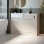 1100mm Beige Left Hand Toilet and Sink Unit with Black Fittings - Unit & Basin Only - Bali