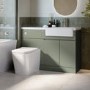 1100mm Green Right Hand Toilet and Sink Unit with Square Toilet and Chrome Fittings - Bali