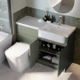 1100mm Green Right Hand Toilet and Sink Unit with Square Toilet and Chrome Fittings - Bali