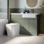 1100mm Green Right Hand Toilet and Sink Unit with Square Toilet and Brass Fittings - Bali