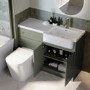 1100mm Green Right Hand Toilet and Sink Unit with Square Toilet and Brass Fittings - Bali